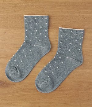 やさしいソックス　雨つぶ(ネイビー-ONESIZE)