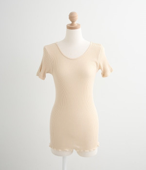 リブ半袖シャツ(オフホワイト-ONESIZE)