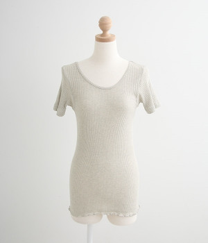 リブ半袖シャツ(グレー-ONESIZE)