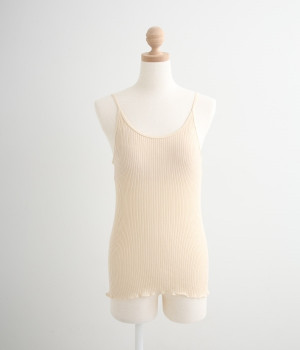 リブカップ付きキャミソール(オフホワイト-ONESIZE)
