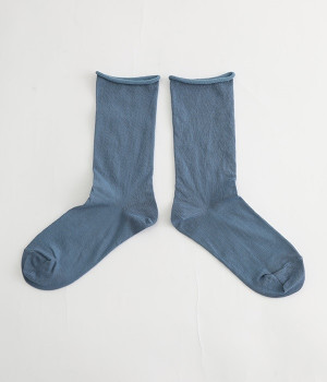 くるくる薄手ソックス(ダークブルー-ONESIZE)
