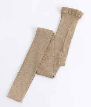 ヤクとオーガニックコットン　リブレギンス(ブラウン-ONESIZE)