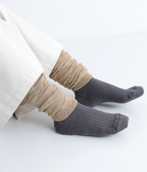 ヤクとオーガニックコットン　鹿の子編みレッグウォーマー