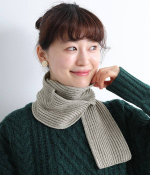 ヤクとオーガニックコットン　ショートマフラー(グレー-ONESIZE)