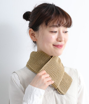 ヤクとオーガニックコットン　ショートマフラー(ブラウン-ONESIZE)