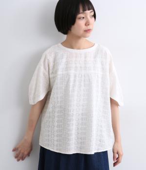 シアー刺繍プルオーバーブラウス(オフホワイト-F)