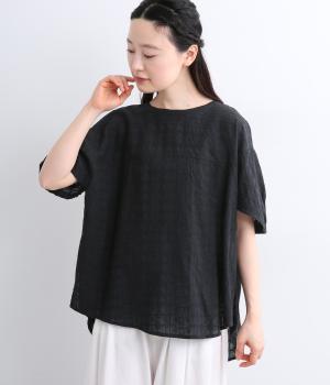 シアー刺繍プルオーバーブラウス(ブラック-F)