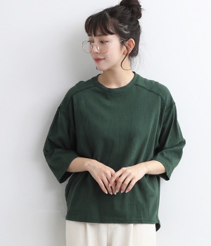 リコット天竺　ワイドTシャツ(ダークグリーン-ONESIZE)