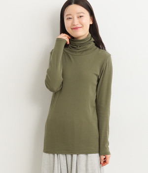 スーピマフライス　ロングラフネック長袖Tシャツ