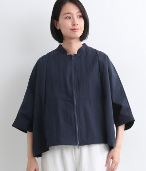 コットンナイロン撥水加工タイプライター超ワイドドルマンポンチョ(ネイビー-ONESIZE)