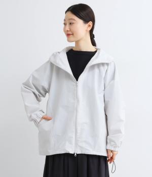 コットンナイロンクロスフードブルゾン(ライトグレー-F)