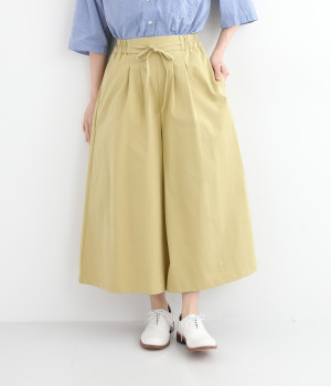 コットンツイルヴィンテージワッシャーキュロットパンツ(ライトグリーン-ONESIZE)