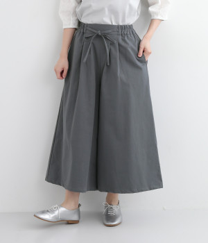 コットンツイルヴィンテージワッシャーキュロットパンツ(チャコール-ONESIZE)