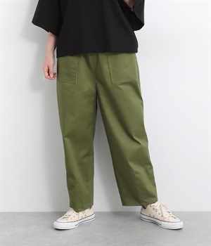 コンパクトツイルストレッチツイルダーツパンツ(グリーン-ONESIZE)
