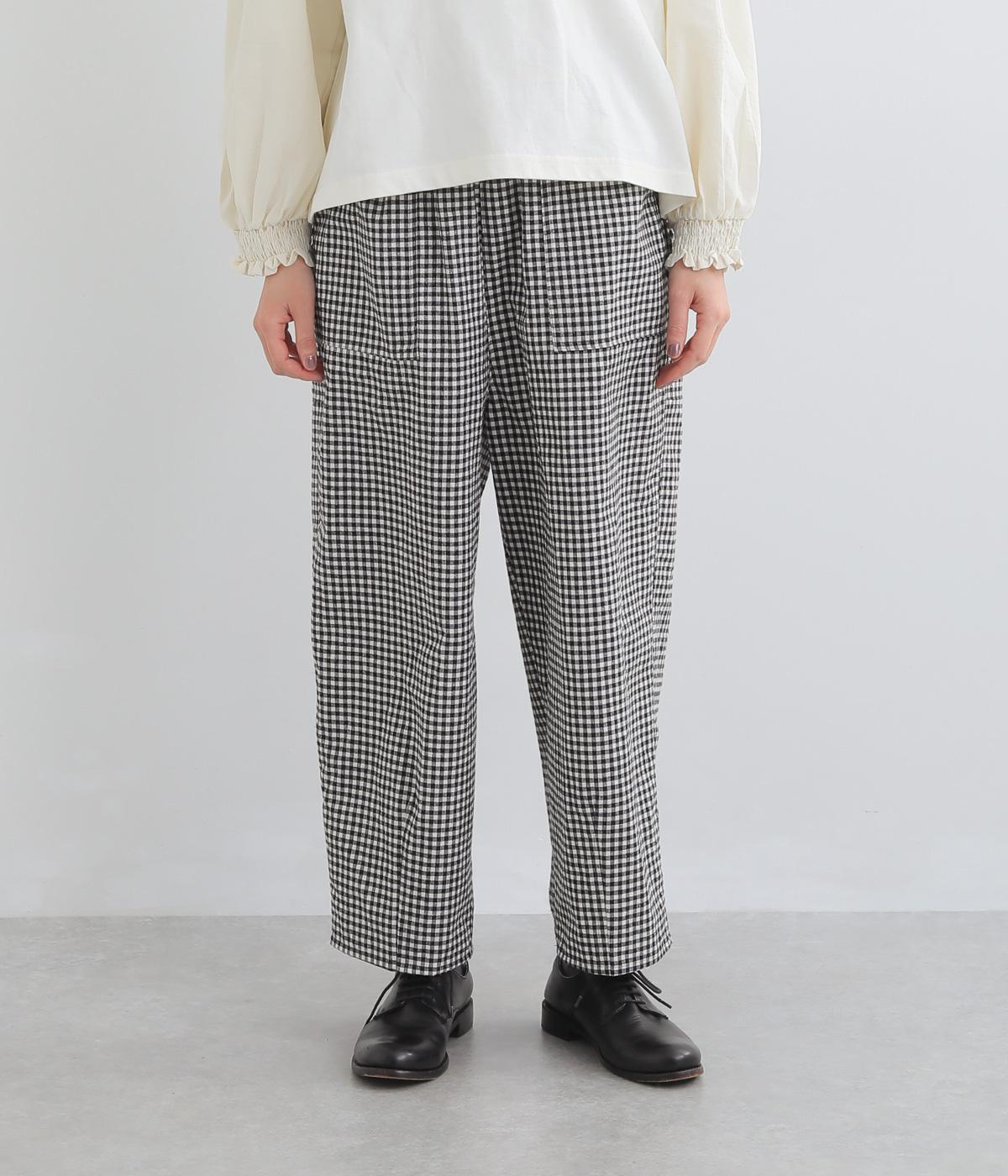 コットンシルクネップダーツパンツ(ブラック-F)