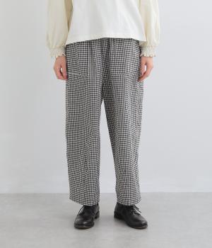 コットンシルクネップダーツパンツ(ブラック-F)