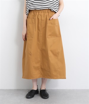 コンパクトツイルストレッチ裾ダーツスカート(オレンジ-ONESIZE)
