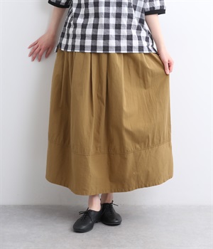 コットン洗い天日バーバリータックフレア―スカート(ベージュ-ONESIZE)