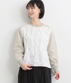 ブロード刺繍プルオーバーブラウス(ライトグレー-ONESIZE)