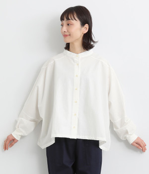 【toujours ensemble】ヴィンテージポプリン長袖ビックワイドドルマンブラウス(オフホワイト-ONESIZE)