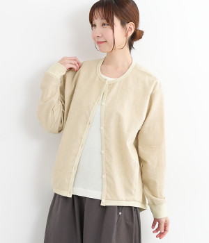 コットンリネンタックカーディガン(ナチュラル-ONESIZE)