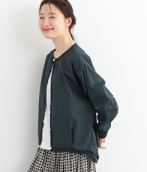 コットンリネンタックカーディガン(ネイビー-ONESIZE)