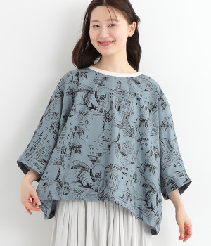 プリントドルマンプルオーバー(グレー-ONESIZE)