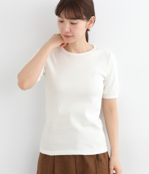 コットンスワイフライス5分袖Tシャツ(オフホワイト-ONESIZE)