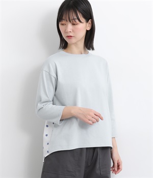コットン天竺バックドットプルオーバー(グレイッシュグレー-ONESIZE)