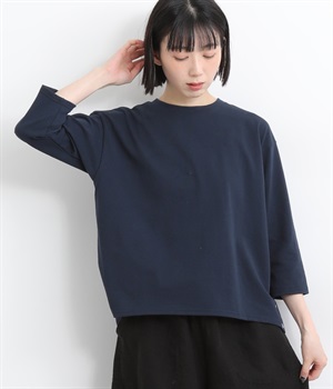 コットン天竺バックドットプルオーバー(ネイビー-ONESIZE)