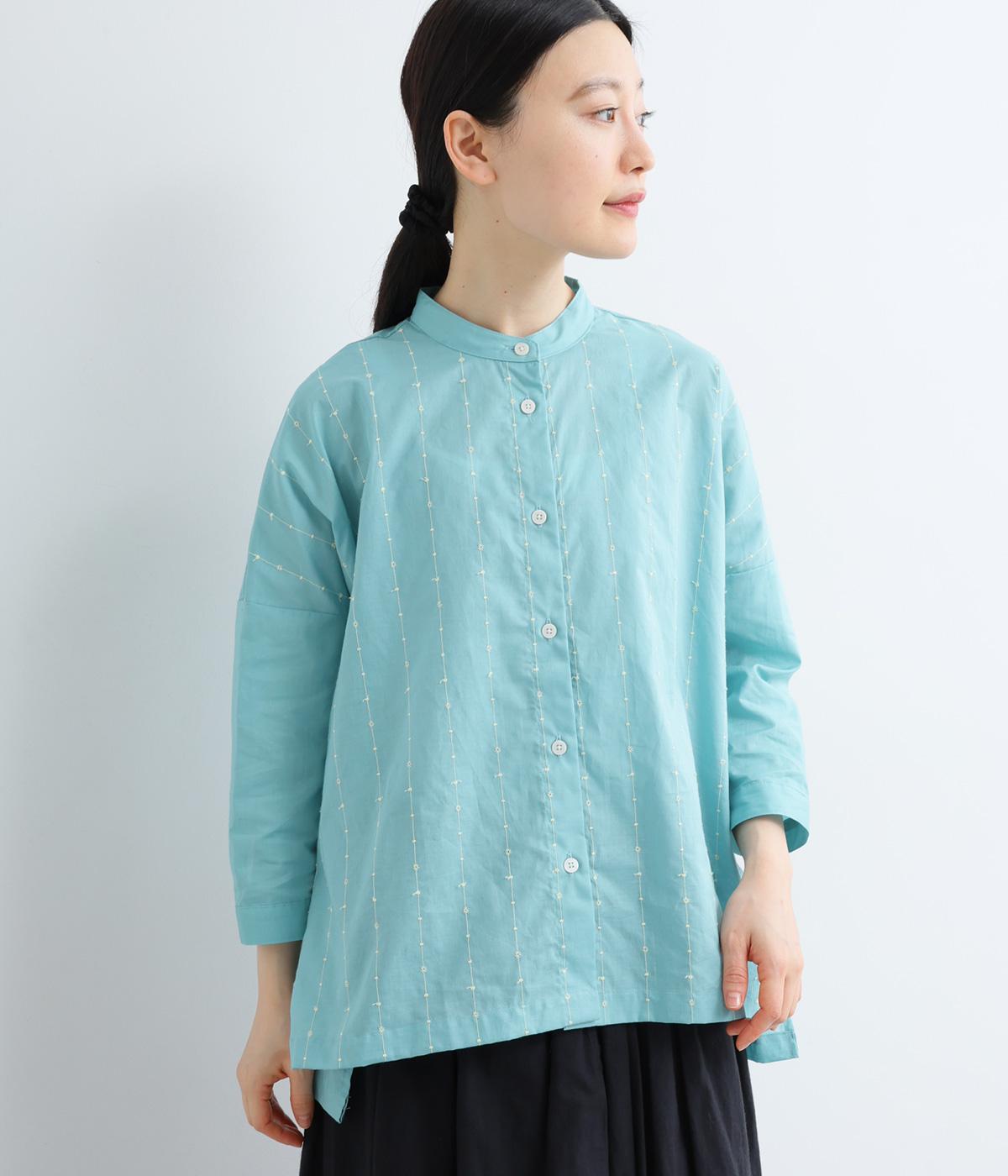 60sローン切替ブラウス(アクア-F)