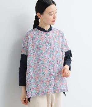 60sローン切替ブラウス(ネイビー-F)