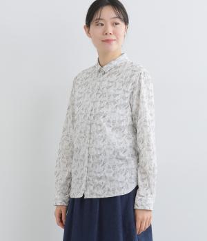60リバティ鳥柄長袖レギュラーシャツ(オフ-F)