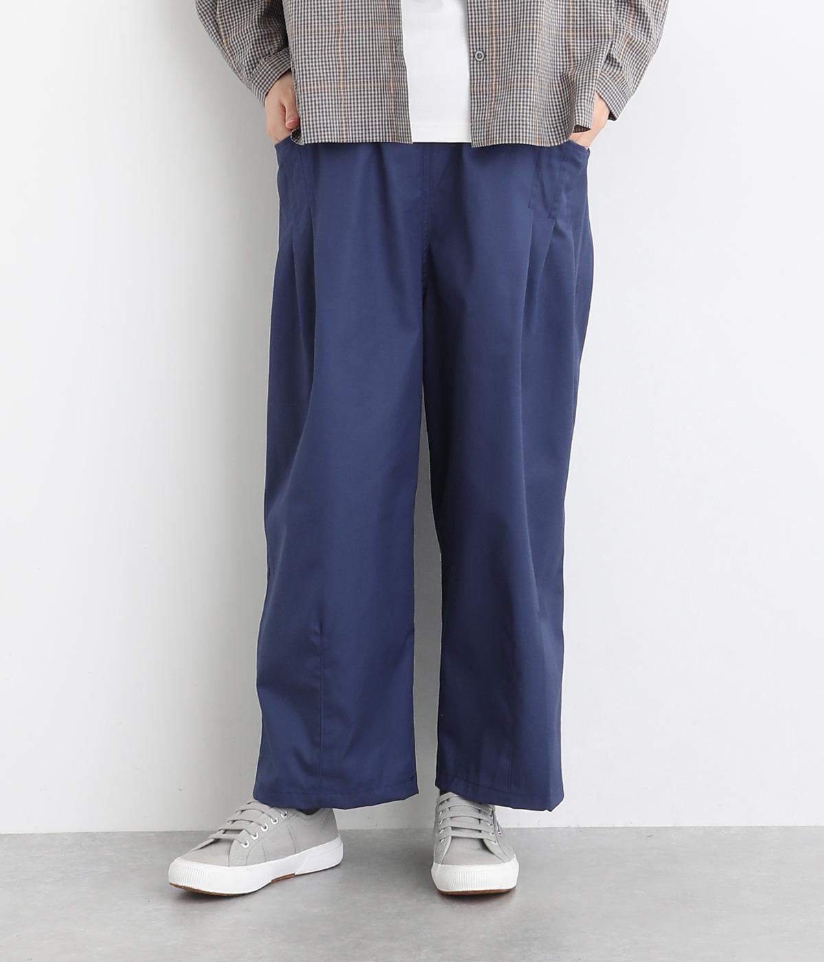 コットンコーマギャバタックワイドパンツ(ブルー-F)