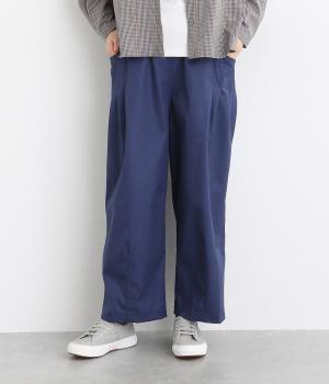 コットンコーマギャバタックワイドパンツ(ブルー-F)