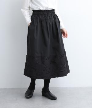 ツイルストレッチジャカード切替タックスカート(ブラック-F)