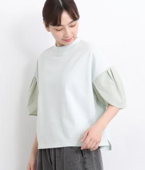 コットン天竺デザインノースリーブプルオーバー(ミント×グリーン-ONESIZE)