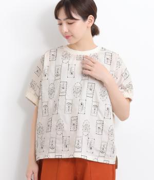 コットンブロード刺繍ギャザーノースリーブプルオーバー(ナチュラル-ONESIZE)