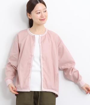 コットンリネンポプリンタックカーディガン(ピンク-ONESIZE)