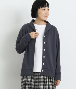 コットンミニ裏毛チビショールカーディガン(チャコール-F)