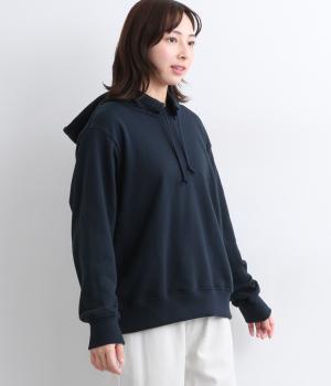 コットンセントラル裏毛後付けフードプルオーバー(ネイビー-F)
