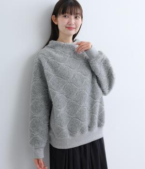 ヴィンテージシープボアキルトボトルネックプルオーバー(グレー-F)