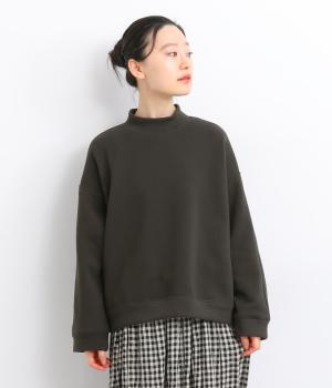 裏毛裏起毛ハイカラープルオーバー(チャコール-F)