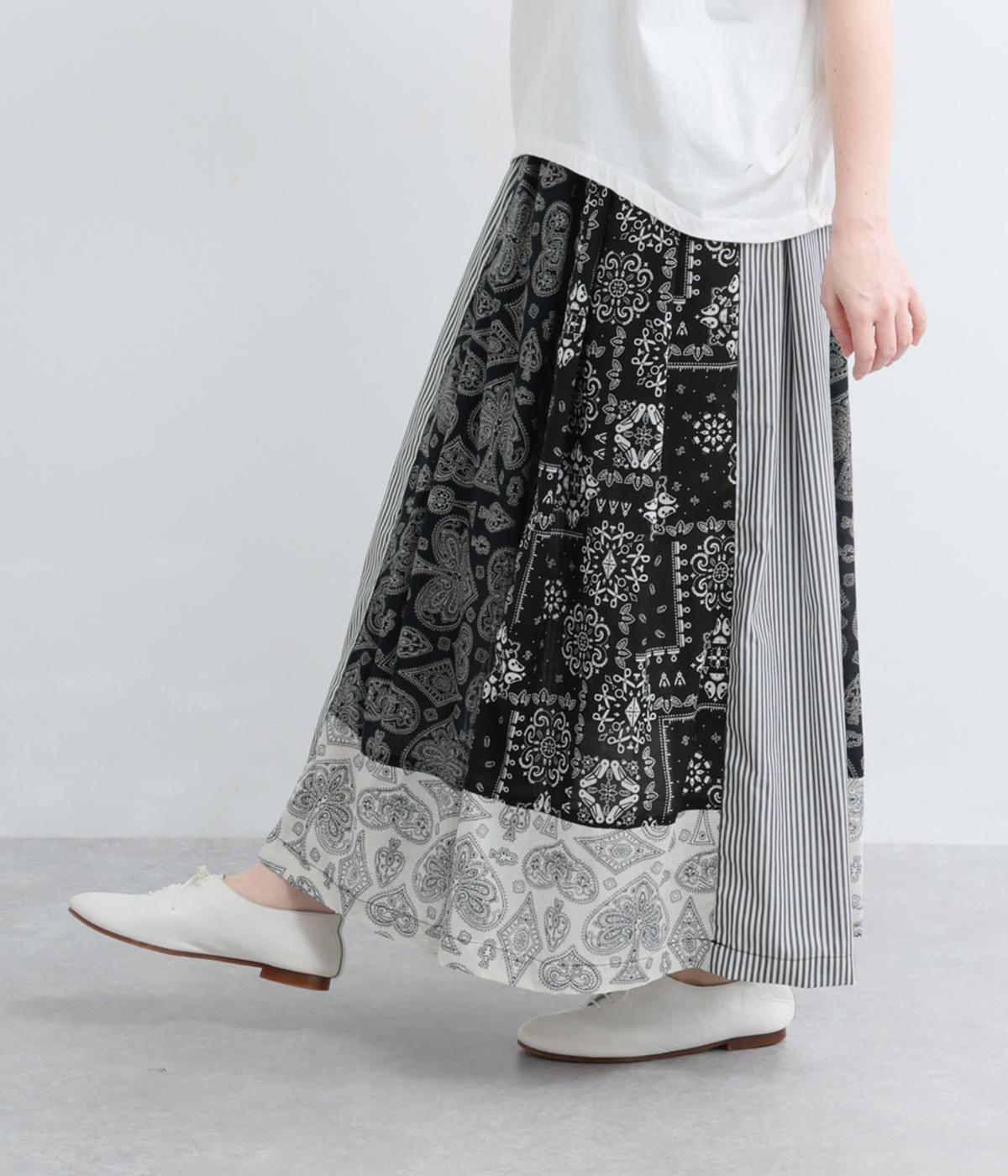 バンダナ柄イージークレイジータックフレアスカート(ネイビー-F)