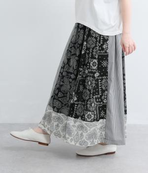 バンダナ柄イージークレイジータックフレアスカート(ネイビー-F)