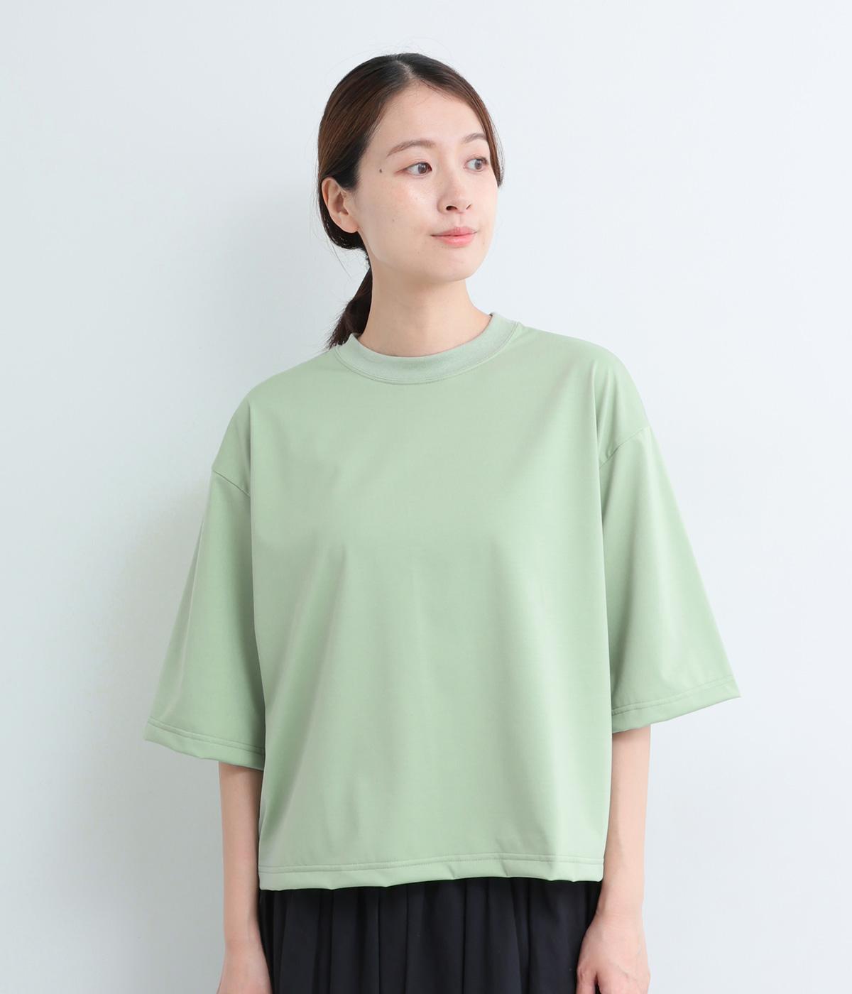 ソルシールドハイゲージフレーティング天竺6分袖クルーネックプルオーバー(ペールグリーン-F)