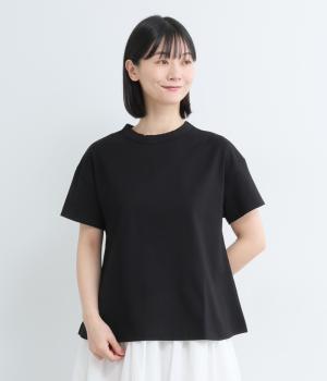 コットンスワイーマイ天竺フレアーTシャツ(ブラック-F)