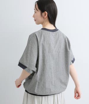 コットンシルクネップ　フレンチクループルオーバー(ブラック-F)