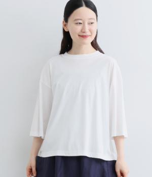 接触冷感　6分袖ワイドTシャツ(オフ-F)