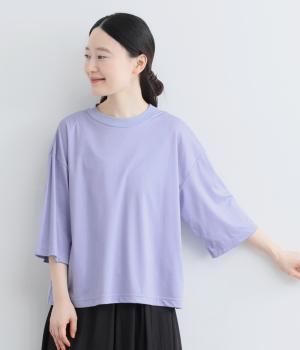 接触冷感　6分袖ワイドTシャツ(ラベンダー-F)